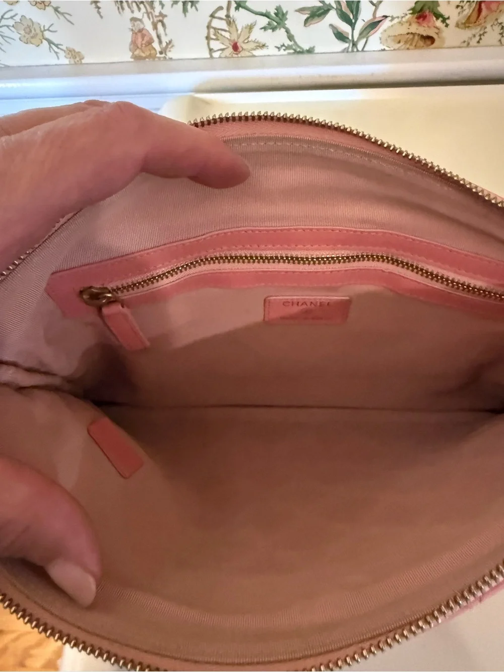 Chanel O Case Pink Quilted Lambskin Clutch/Pouch